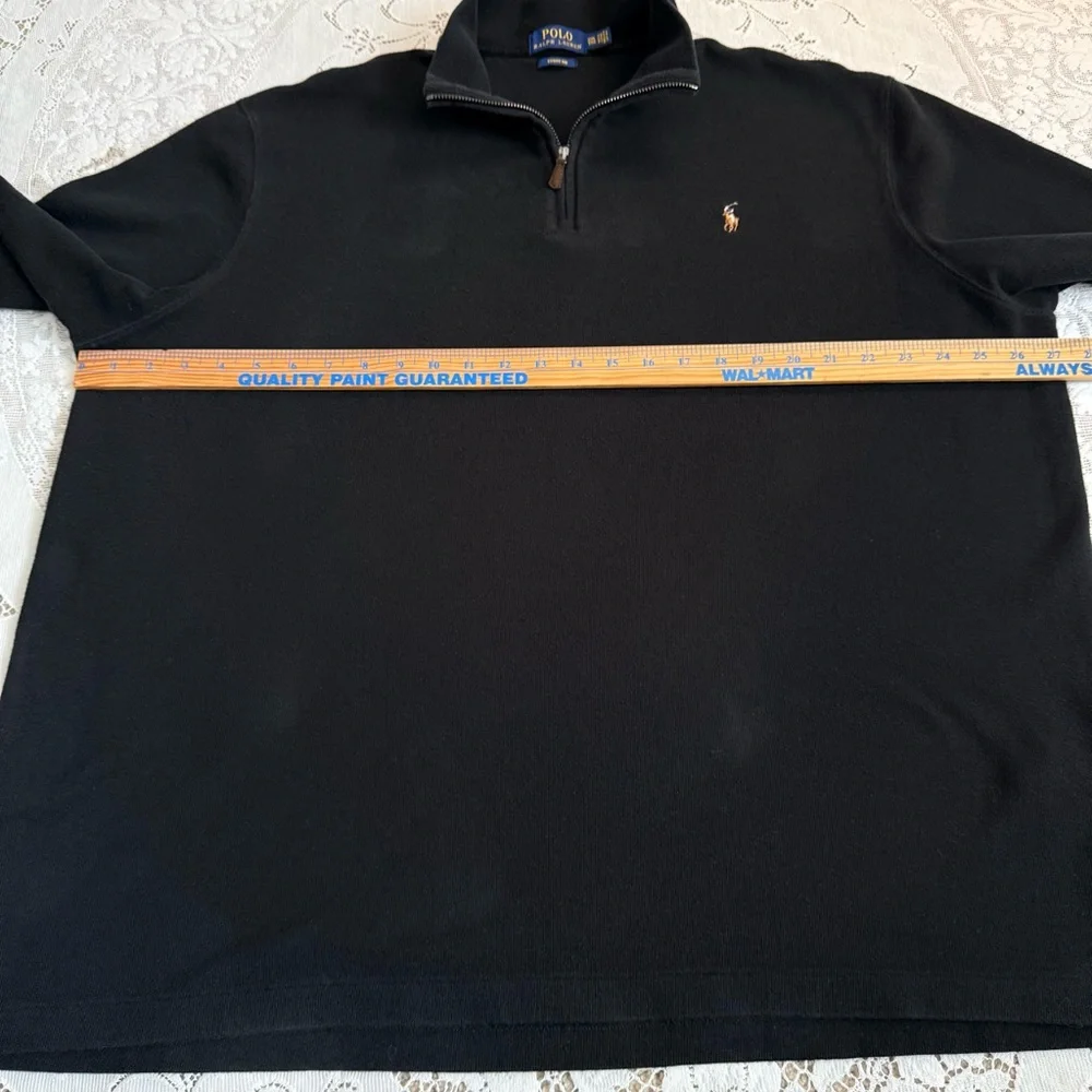 Polo Ralph Lauren Black Estate Rib Quarter Zip Pullover Sweater‎ Black XXL